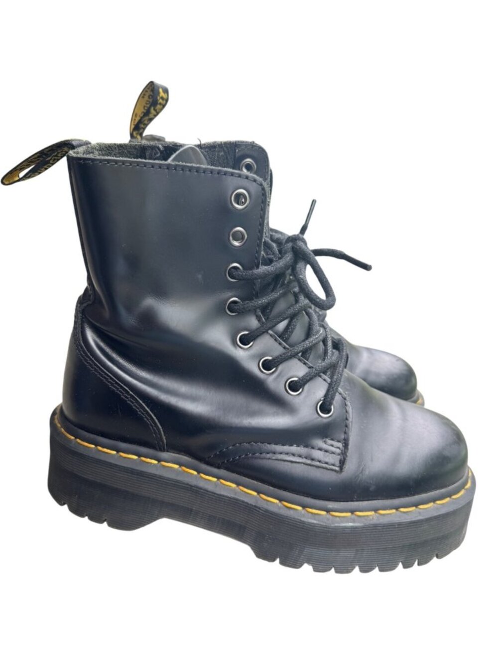 Dr. Martens Jadon Black Leather Platform Combat Boots Women Size 6 US 5 Men